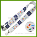 Professional custom white thermal transfer Ribbon manufacturers stars LOGO lanyard polyester soft and comfortable heat transfer